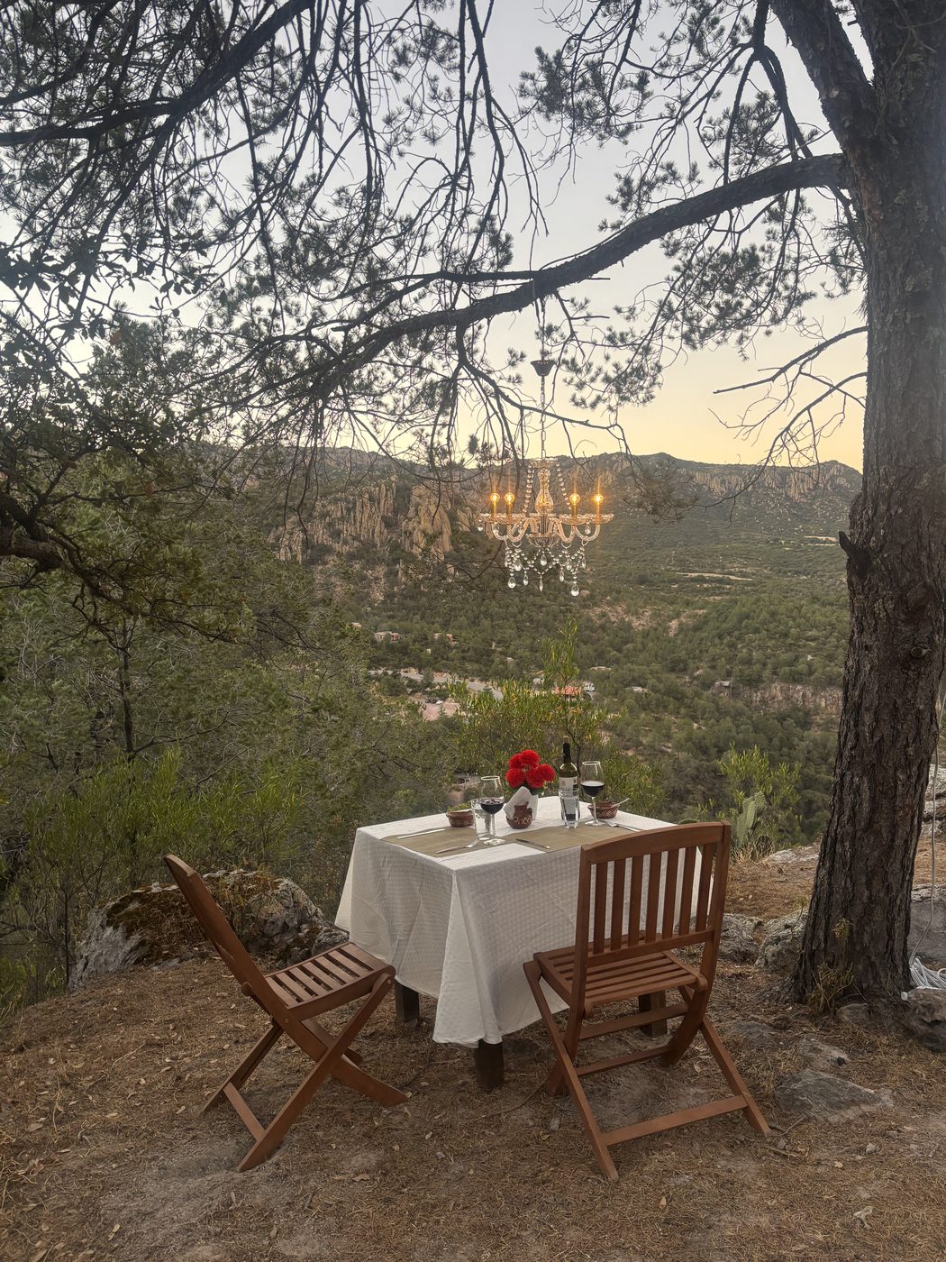 Cena romántica en el mirador